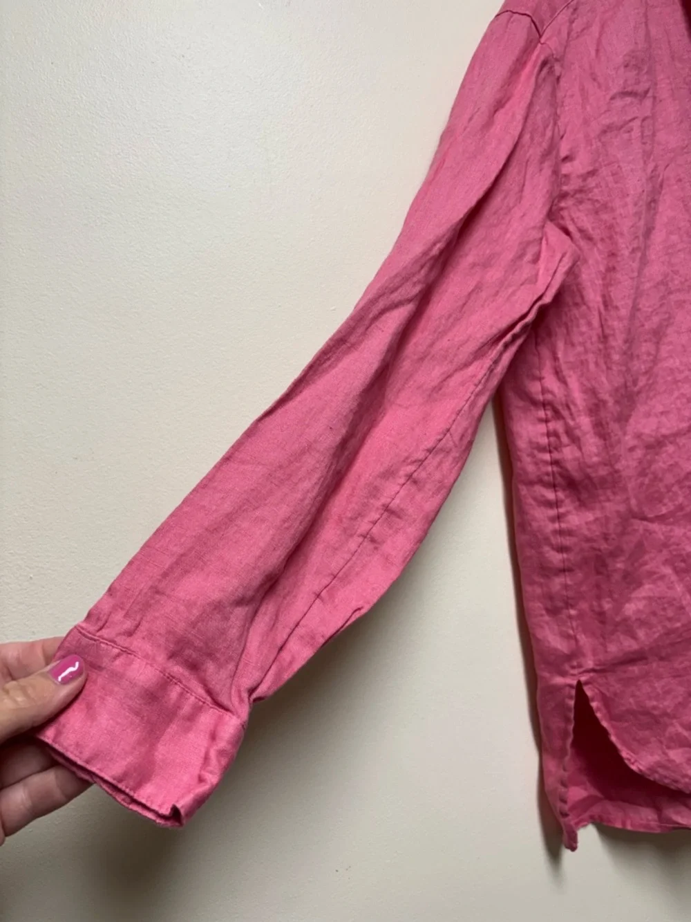 J Jill Love Linen Button Down Shirt Teaberry Small - Picture 7 of 11